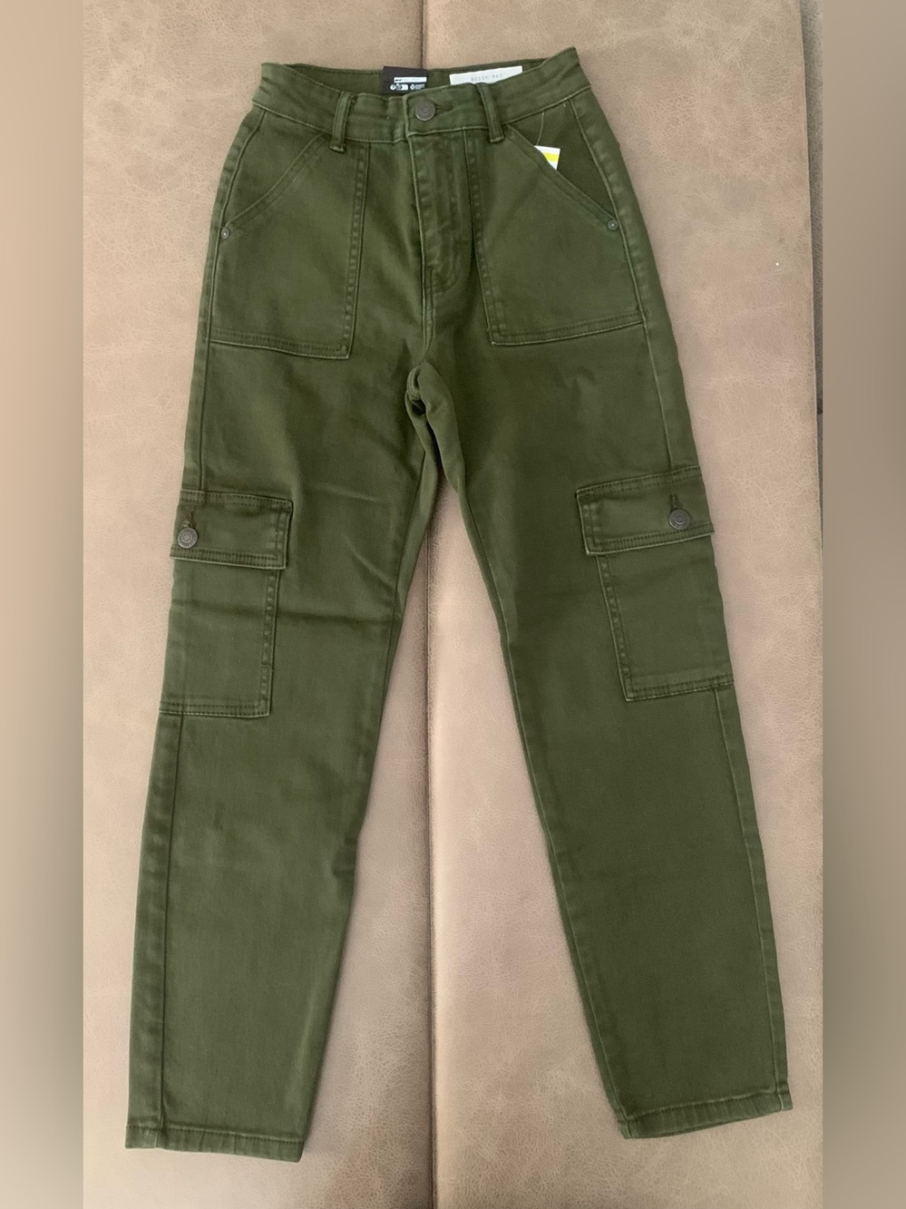 Noisy May Womens Green Moni High Rise Slim Straight Leg Cargo Jeans NEW Size 24